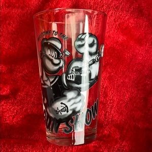 RARE Popeye Welcome To The Gun Show Beer Glass‎